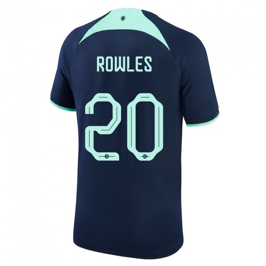 Dame Australias Kye Rowles #20 Mørke Blå Bortetrøye Drakt Trøye 22-24 Skjorter T-skjorte