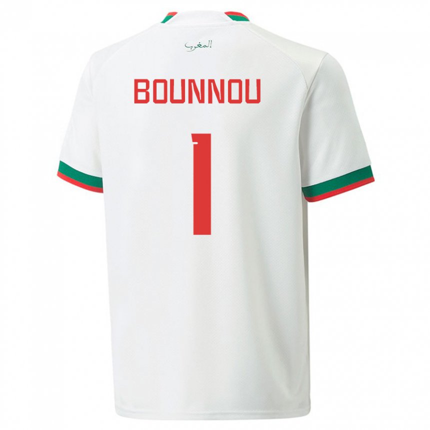 Dame Marokkos Yassine Bounnou #1 Hvit Bortetrøye Drakt Trøye 22-24 Skjorter T-skjorte
