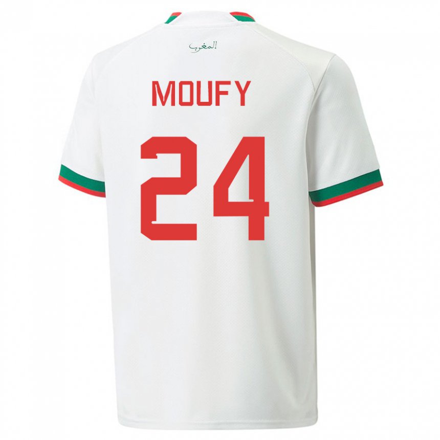 Dame Marokkos Fahd Moufy #24 Hvit Bortetrøye Drakt Trøye 22-24 Skjorter T-skjorte
