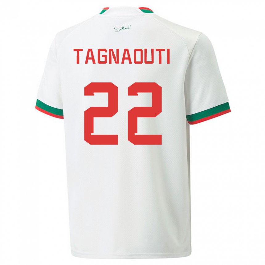 Dame Marokkos Ahmed Reda Tagnaouti #22 Hvit Bortetrøye Drakt Trøye 22-24 Skjorter T-skjorte
