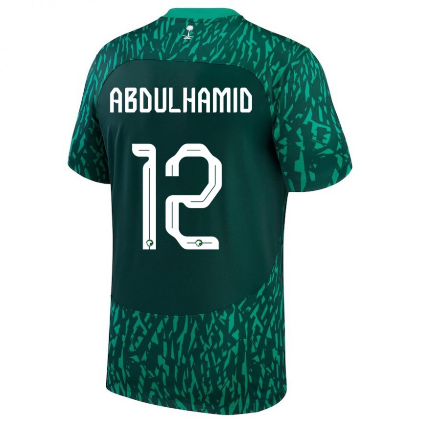 Dame Saudi-arabias Saud Abdulhamid #12 Mørk Grønn Bortetrøye Drakt Trøye 22-24 Skjorter T-skjorte
