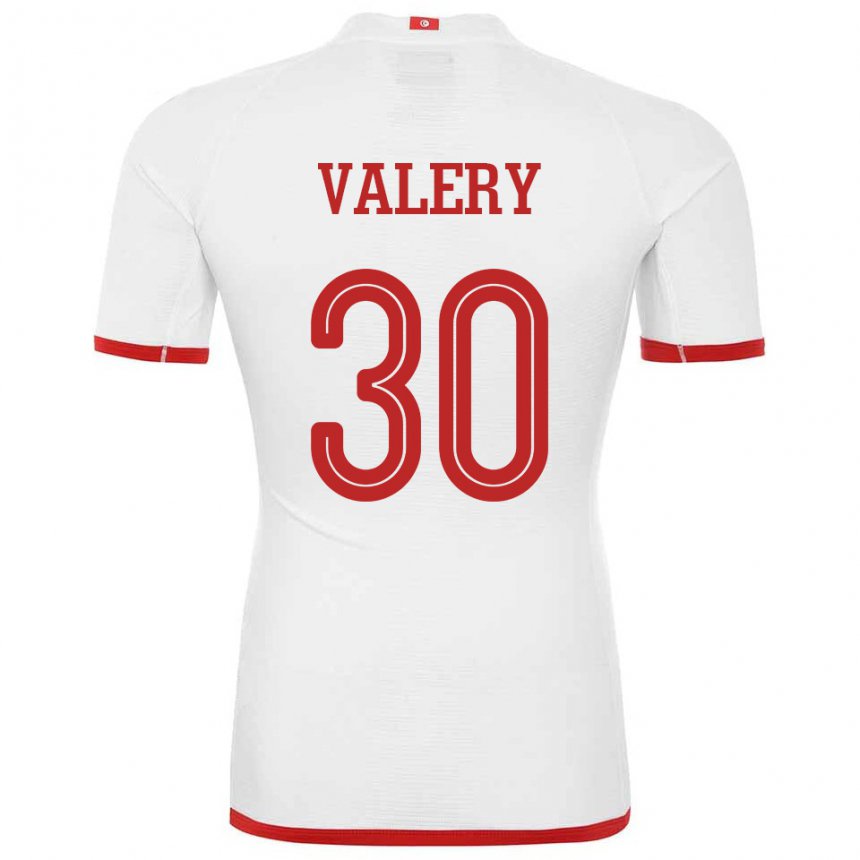 Dame Tunisias Yann Valery #30 Hvit Bortetrøye Drakt Trøye 22-24 Skjorter T-skjorte