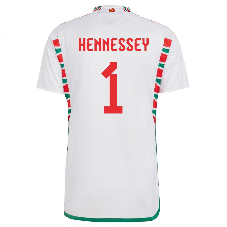 Dame Wales Wayne Hennessey #1 Hvit Bortetrøye Drakt Trøye 22-24 Skjorter T-skjorte