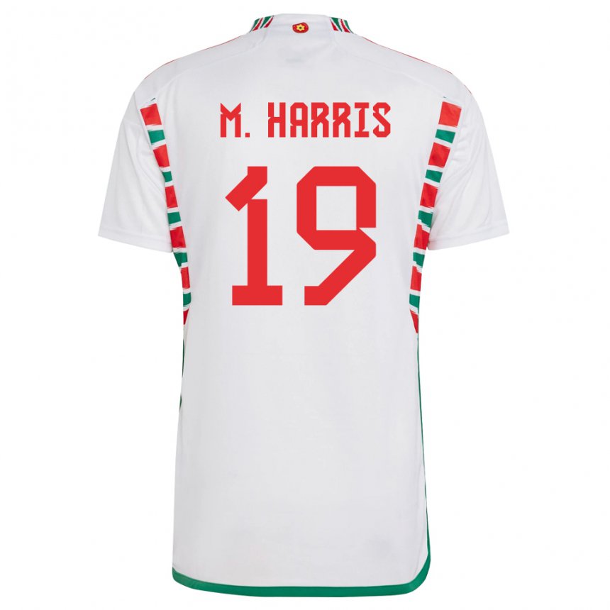 Dame Wales Mark Harris #19 Hvit Bortetrøye Drakt Trøye 22-24 Skjorter T-skjorte