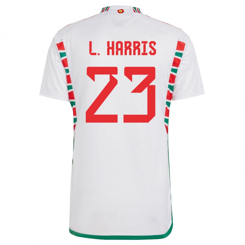 Dame Wales Luke Harris #23 Hvit Bortetrøye Drakt Trøye 22-24 Skjorter T-skjorte