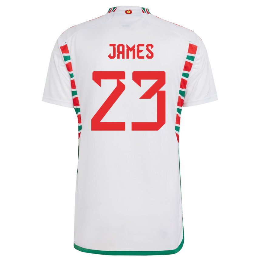 Dame Wales Jordan James #23 Hvit Bortetrøye Drakt Trøye 22-24 Skjorter T-skjorte