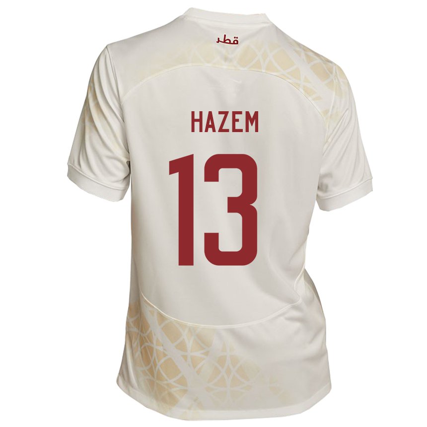 Dame Qatars Hazem Shehata #13 Gull Beige Bortetrøye Drakt Trøye 22-24 Skjorter T-skjorte