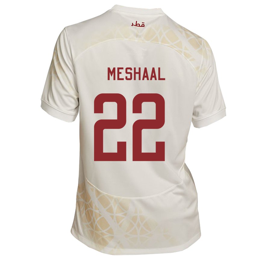 Dame Qatars Meshaal Barsham #22 Gull Beige Bortetrøye Drakt Trøye 22-24 Skjorter T-skjorte