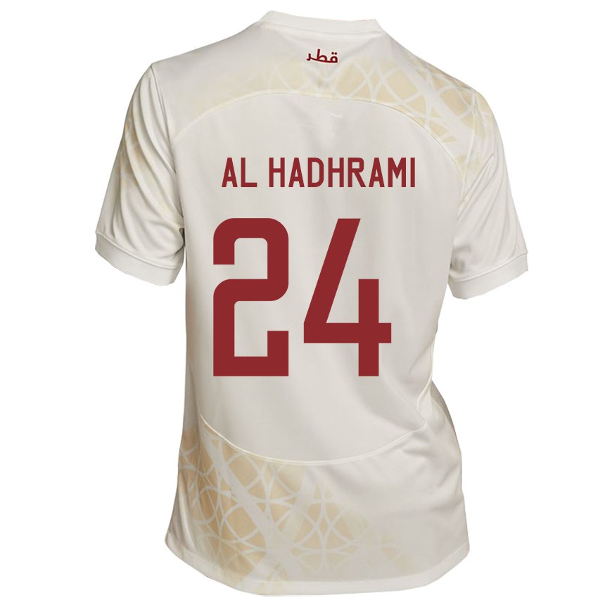 Dame Qatars Naif Abdulraheem Al Hadhrami #24 Gull Beige Bortetrøye Drakt Trøye 22-24 Skjorter T-skjorte