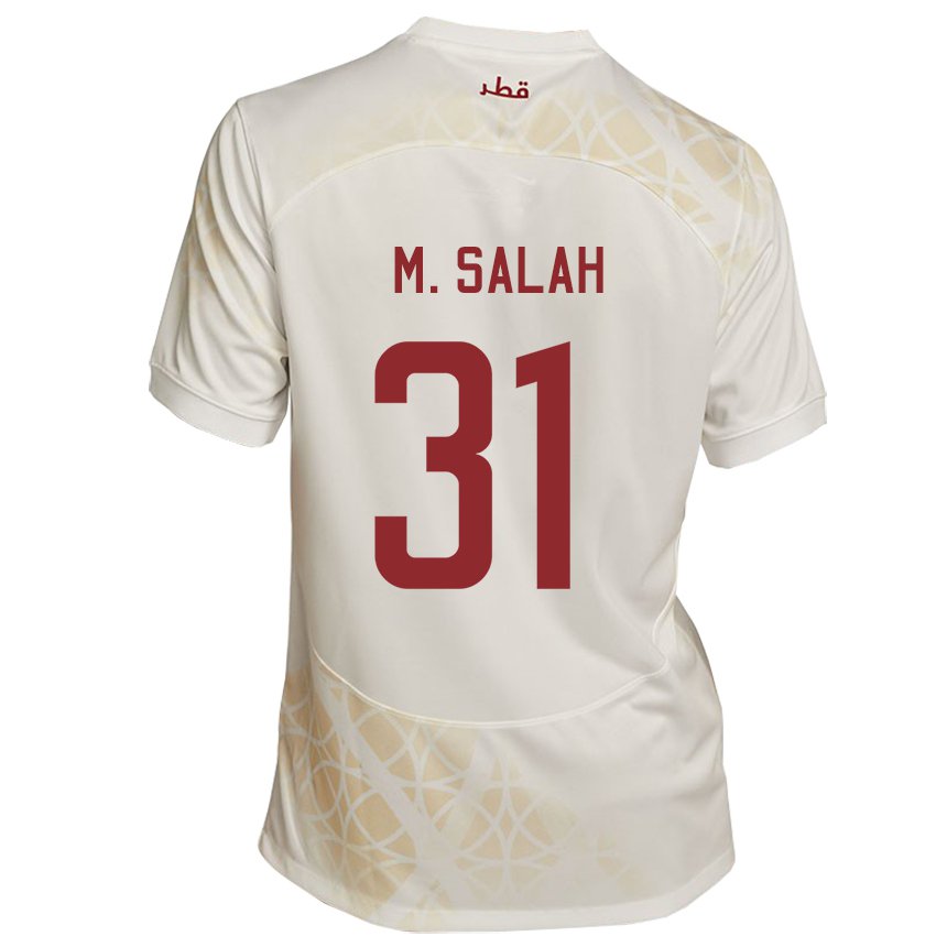 Dame Qatars Salah Zakaria #31 Gull Beige Bortetrøye Drakt Trøye 22-24 Skjorter T-skjorte