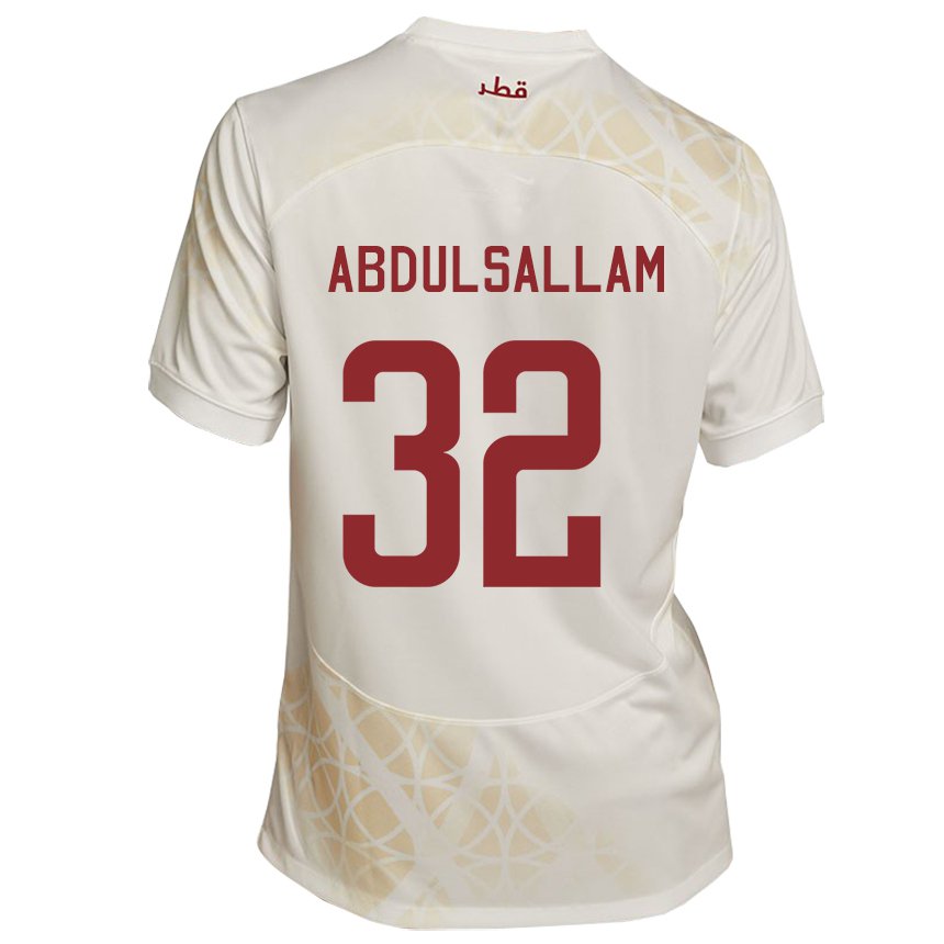 Dame Qatars Jassem Gaber Abdulsallam #32 Gull Beige Bortetrøye Drakt Trøye 22-24 Skjorter T-skjorte