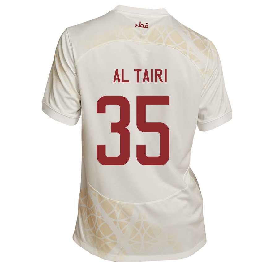 Dame Qatars Osamah Al Tairi #35 Gull Beige Bortetrøye Drakt Trøye 22-24 Skjorter T-skjorte