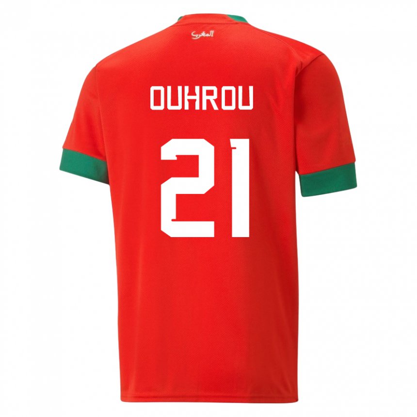 Barn Marokkos Marouane Ouhrou #21 Rød Hjemmetrøye Drakt Trøye 22-24 Skjorter T-skjorte