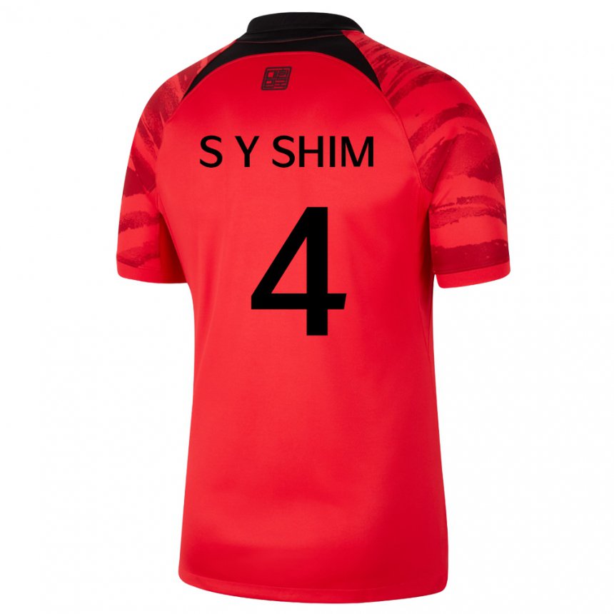 Barn Sør-koreas Shim Seo Yeon #4 Rød Svart Hjemmetrøye Drakt Trøye 22-24 Skjorter T-skjorte