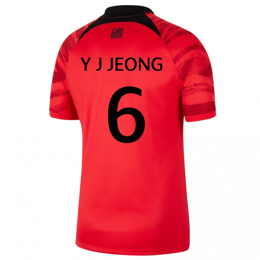 Barn Sør-koreas Jeong Yu Jin #6 Rød Svart Hjemmetrøye Drakt Trøye 22-24 Skjorter T-skjorte