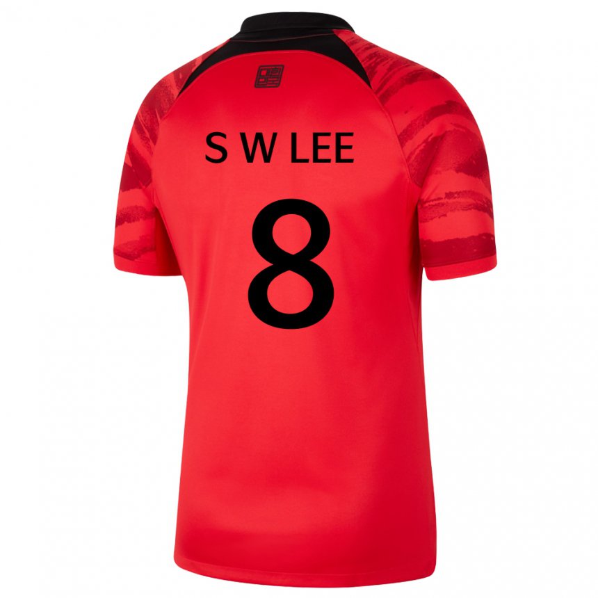 Barn Sør-koreas Lee Seung Won #8 Rød Svart Hjemmetrøye Drakt Trøye 22-24 Skjorter T-skjorte