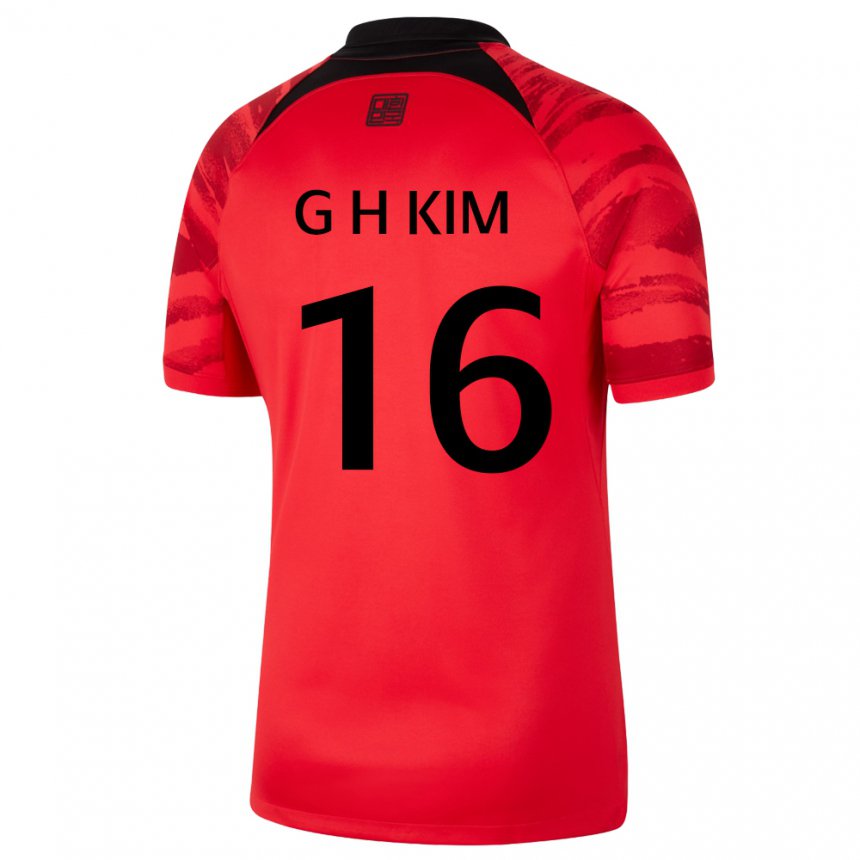 Barn Sør-koreas Kim Gyeong Hwan #16 Rød Svart Hjemmetrøye Drakt Trøye 22-24 Skjorter T-skjorte
