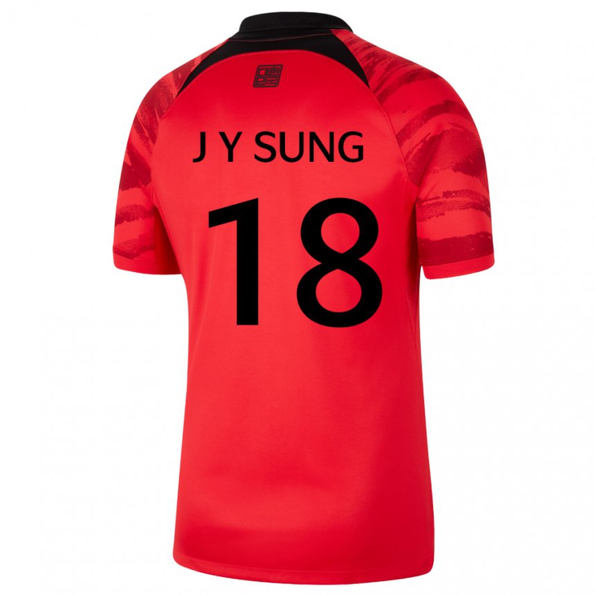 Barn Sør-koreas Sung Jin Young #18 Rød Svart Hjemmetrøye Drakt Trøye 22-24 Skjorter T-skjorte