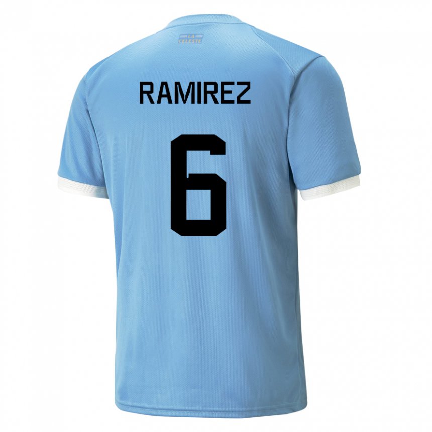 Barn Uruguays Sindy Ramirez #6 Blå Hjemmetrøye Drakt Trøye 22-24 Skjorter T-skjorte