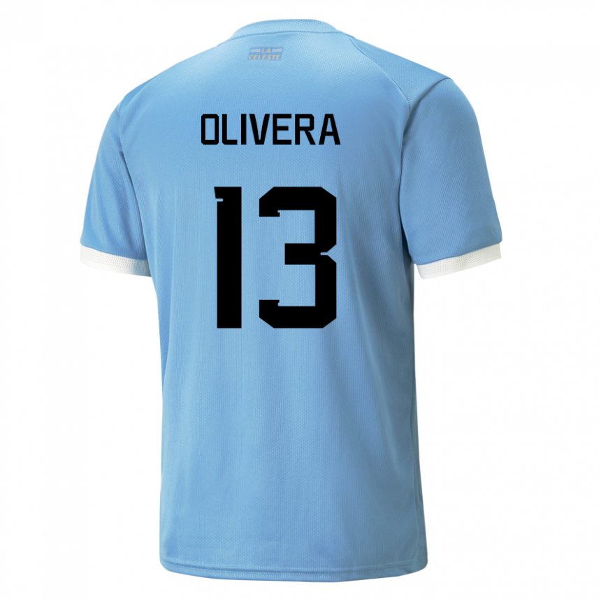 Barn Uruguays Sofia Olivera #13 Blå Hjemmetrøye Drakt Trøye 22-24 Skjorter T-skjorte