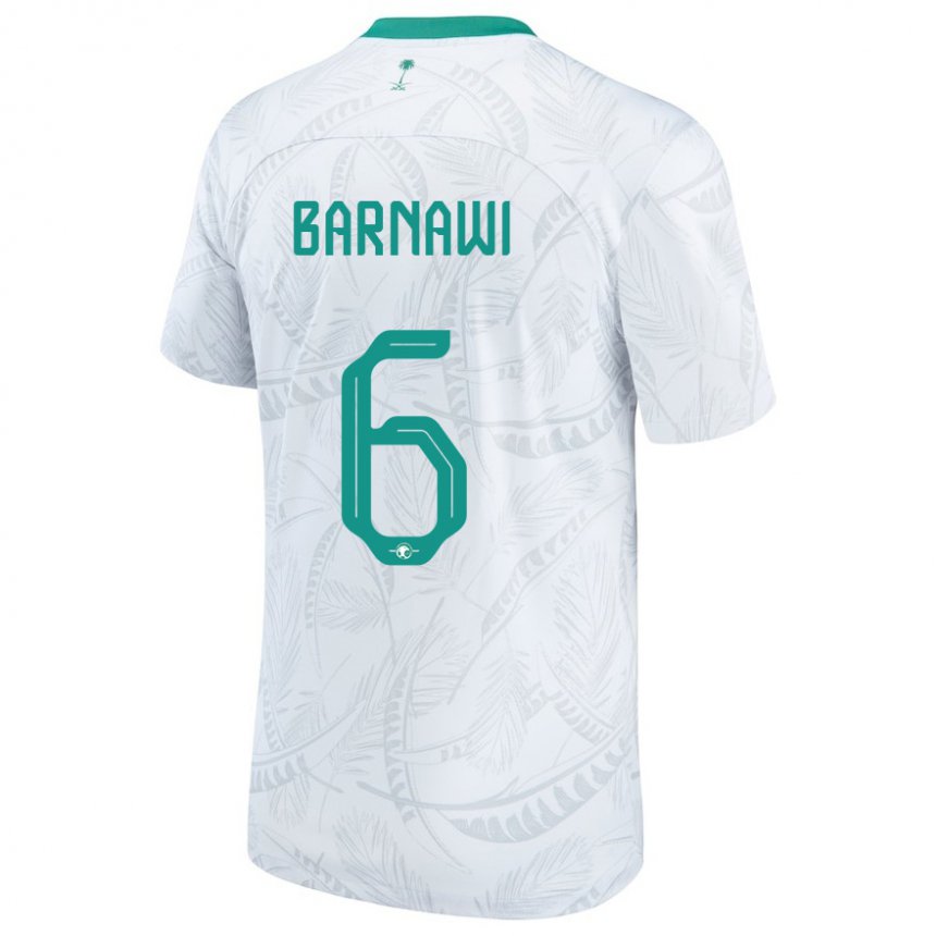 Barn Saudi-arabias Mohammed Barnawi #6 Hvit Hjemmetrøye Drakt Trøye 22-24 Skjorter T-skjorte