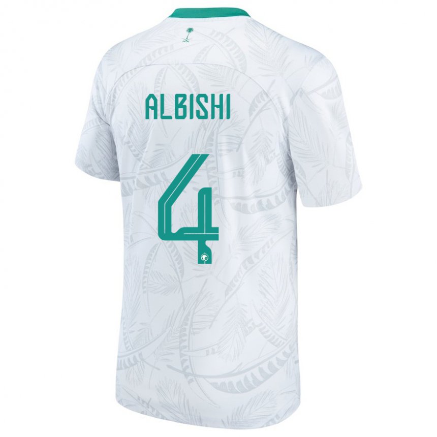 Barn Saudi-arabias Abdullah Albishi #4 Hvit Hjemmetrøye Drakt Trøye 22-24 Skjorter T-skjorte