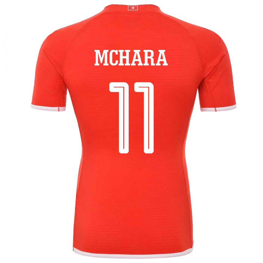 Barn Tunisias Imen Mchara #11 Rød Hjemmetrøye Drakt Trøye 22-24 Skjorter T-skjorte