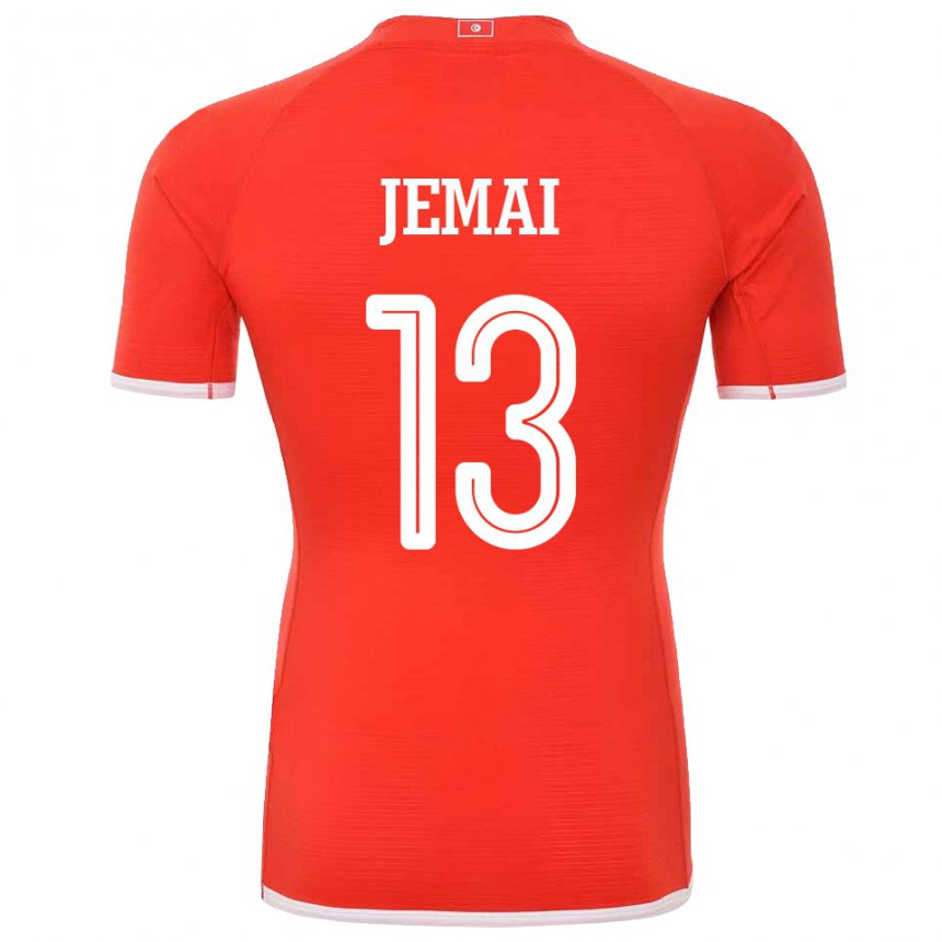 Barn Tunisias Yasmine Jemai #13 Rød Hjemmetrøye Drakt Trøye 22-24 Skjorter T-skjorte