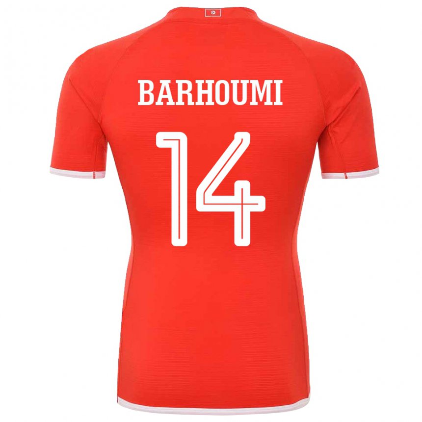 Barn Tunisias Salah Barhoumi #14 Rød Hjemmetrøye Drakt Trøye 22-24 Skjorter T-skjorte