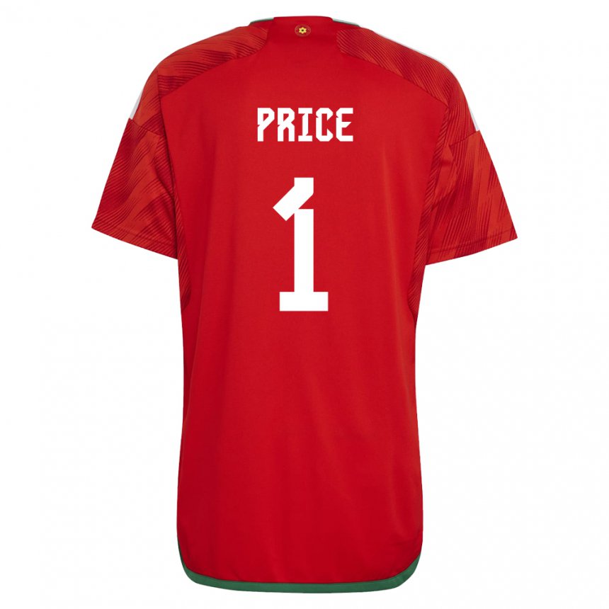 Barn Wales Jo Price #1 Rød Hjemmetrøye Drakt Trøye 22-24 Skjorter T-skjorte