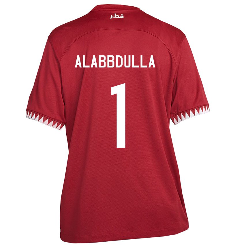 Barn Qatars Latifa Alabbdulla #1 Rødbrun Hjemmetrøye Drakt Trøye 22-24 Skjorter T-skjorte