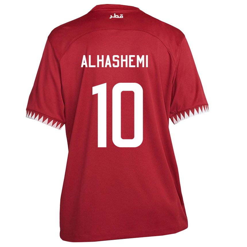 Barn Qatars Suaad Alhashemi #10 Rødbrun Hjemmetrøye Drakt Trøye 22-24 Skjorter T-skjorte