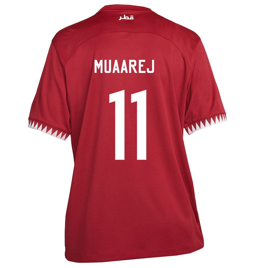 Barn Qatars Mooza Muaarej #11 Rødbrun Hjemmetrøye Drakt Trøye 22-24 Skjorter T-skjorte