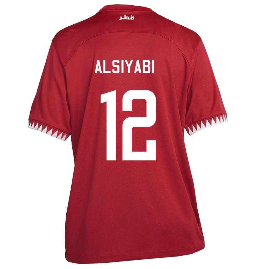 Barn Qatars Shaima Alsiyabi #12 Rødbrun Hjemmetrøye Drakt Trøye 22-24 Skjorter T-skjorte