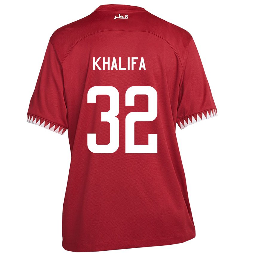 Barn Qatars Duana Khalifa #32 Rødbrun Hjemmetrøye Drakt Trøye 22-24 Skjorter T-skjorte