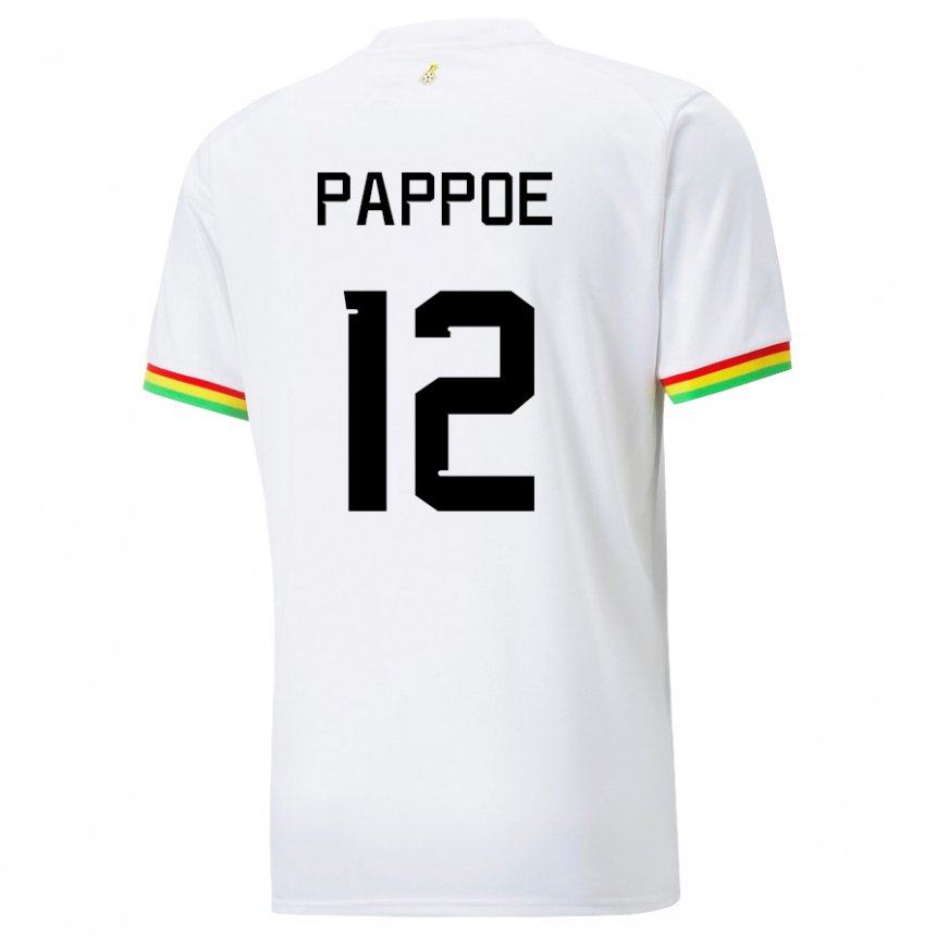 Barn Ghanas Isaac Pappoe #12 Hvit Hjemmetrøye Drakt Trøye 22-24 Skjorter T-skjorte