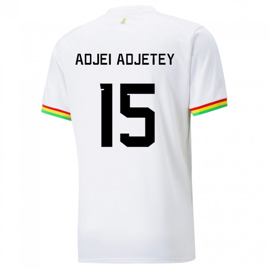 Barn Ghanas Jonas Adjei Adjetey #15 Hvit Hjemmetrøye Drakt Trøye 22-24 Skjorter T-skjorte