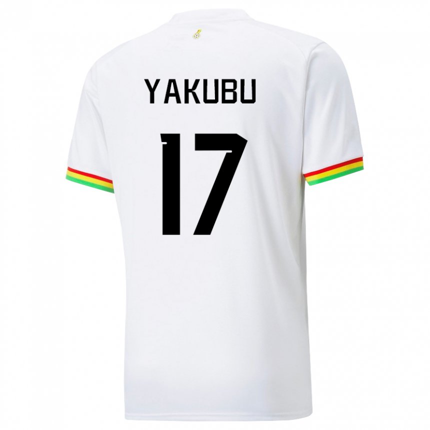 Barn Ghanas Mustapha Yakubu #17 Hvit Hjemmetrøye Drakt Trøye 22-24 Skjorter T-skjorte