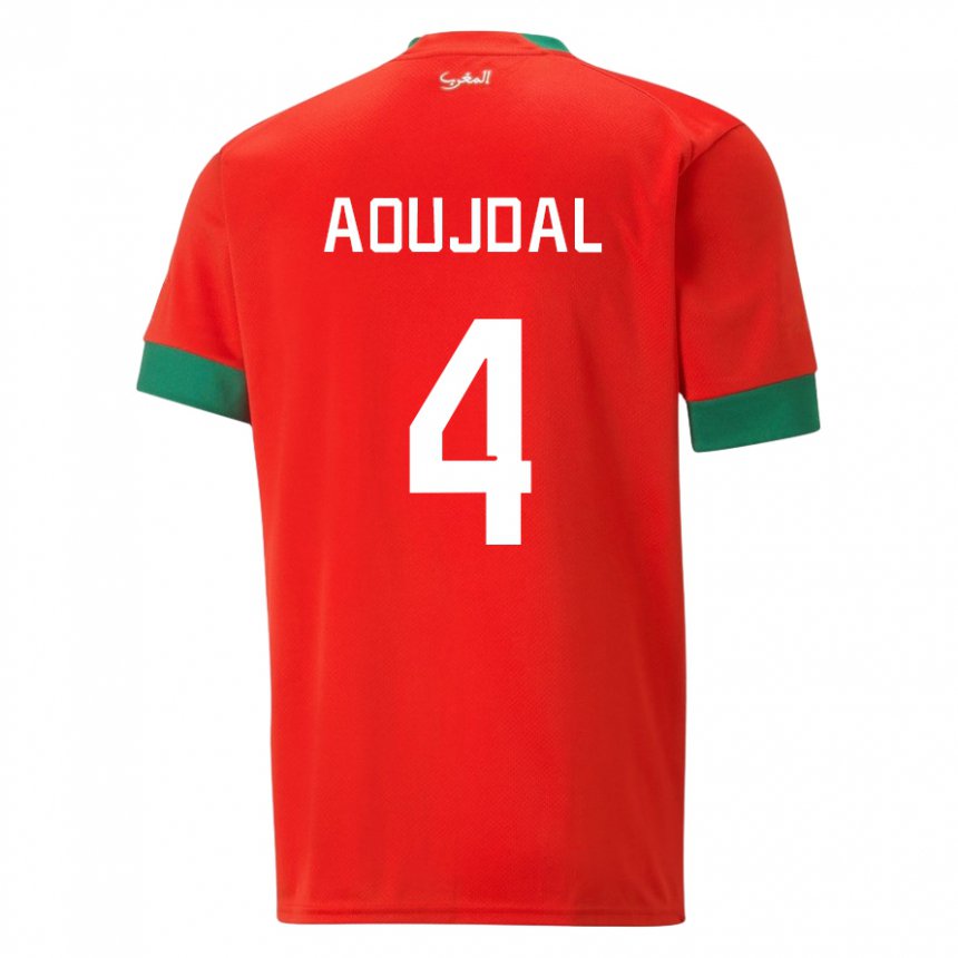 Barn Marokkos Youssef Aoujdal #4 Rød Hjemmetrøye Drakt Trøye 22-24 Skjorter T-skjorte