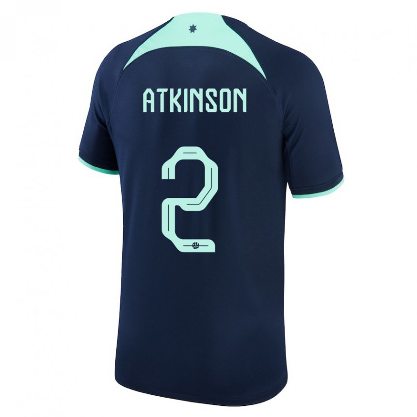 Barn Australias Nathaniel Atkinson #2 Mørke Blå Bortetrøye Drakt Trøye 22-24 Skjorter T-skjorte
