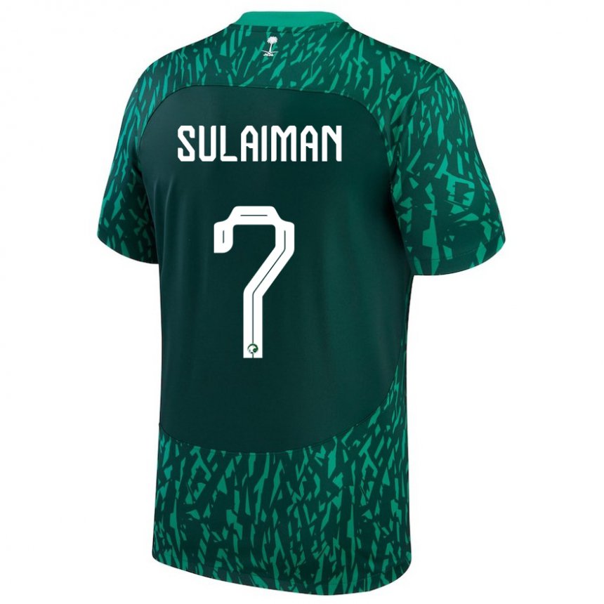 Barn Saudi-arabias Mohammed Sulaiman #7 Dark Grønn Bortetrøye Drakt Trøye 22-24 Skjorter T-skjorte