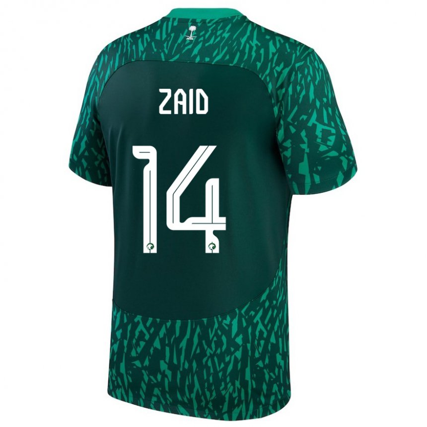 Barn Saudi-arabias Abdullah Zaid #14 Dark Grønn Bortetrøye Drakt Trøye 22-24 Skjorter T-skjorte