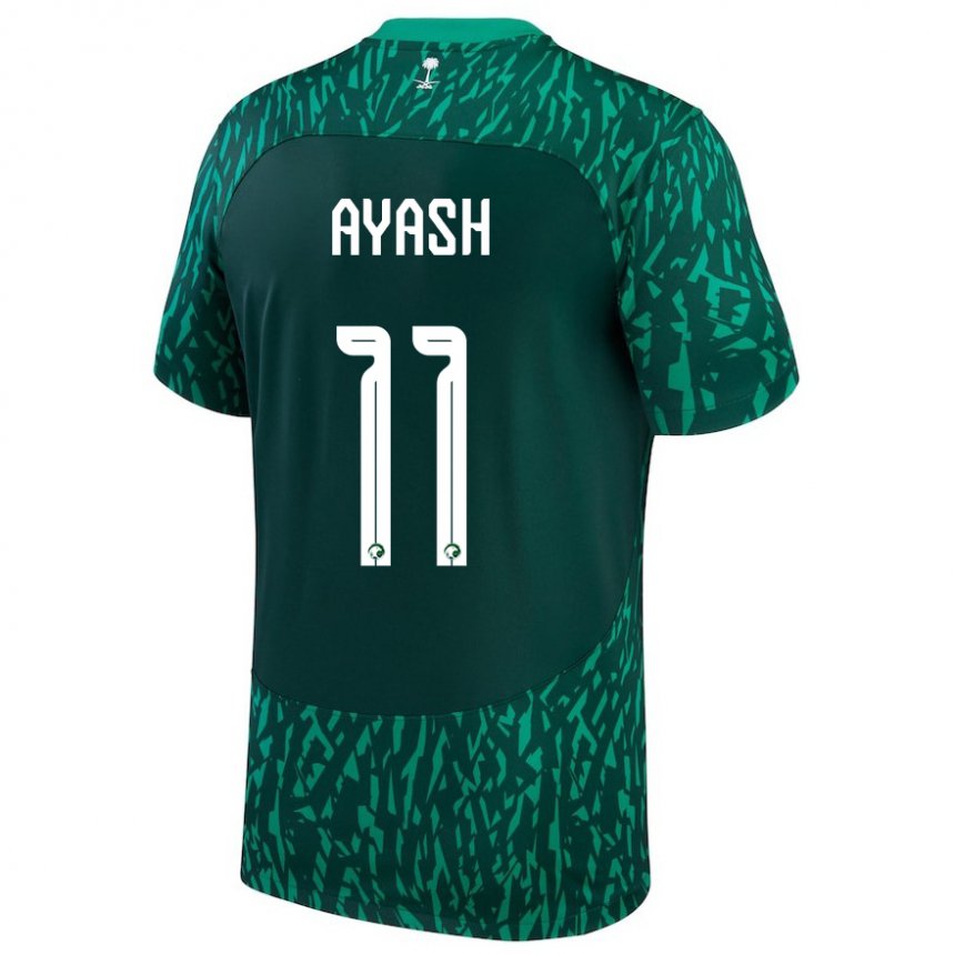 Barn Saudi-arabias Ziyad Ayash #11 Dark Grønn Bortetrøye Drakt Trøye 22-24 Skjorter T-skjorte