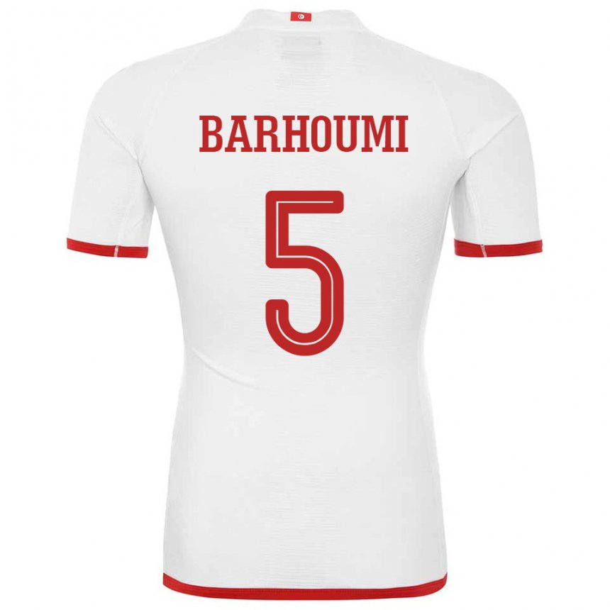Barn Tunisias Jasmina Barhoumi #5 Hvit Bortetrøye Drakt Trøye 22-24 Skjorter T-skjorte