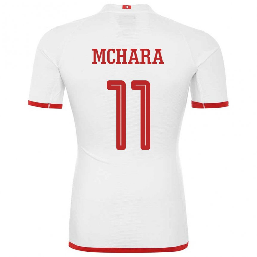 Barn Tunisias Imen Mchara #11 Hvit Bortetrøye Drakt Trøye 22-24 Skjorter T-skjorte