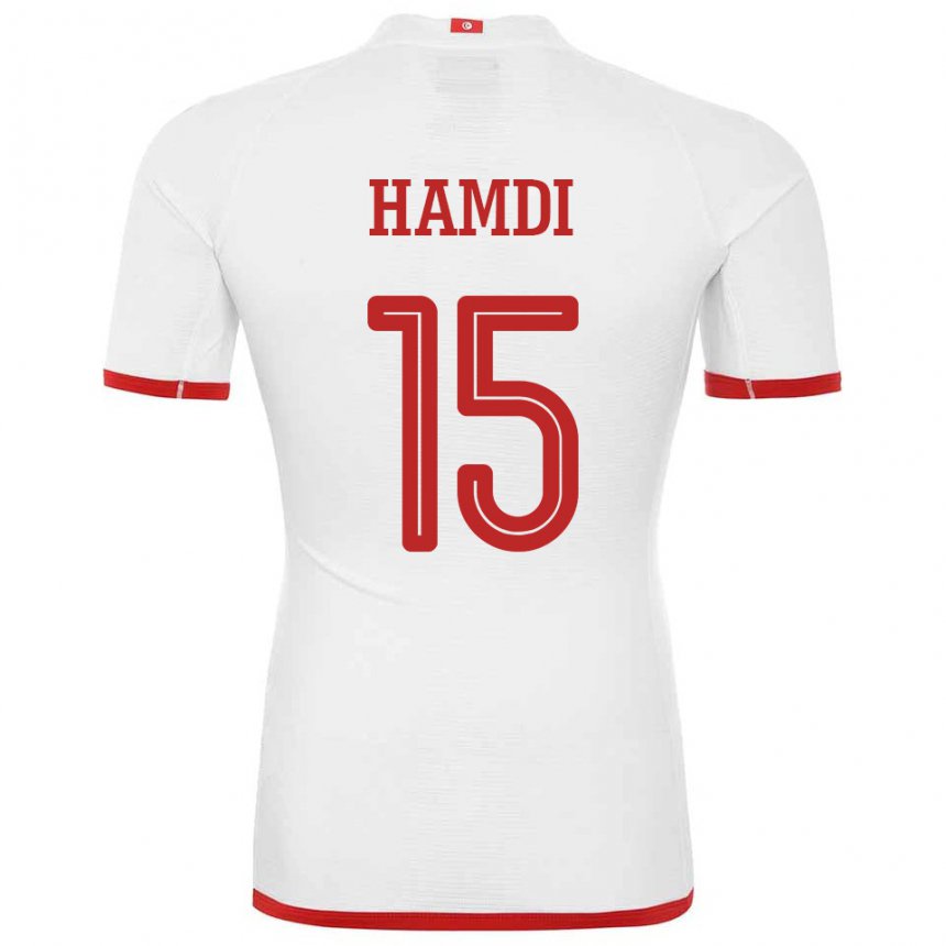 Barn Tunisias Hanna Hamdi #15 Hvit Bortetrøye Drakt Trøye 22-24 Skjorter T-skjorte