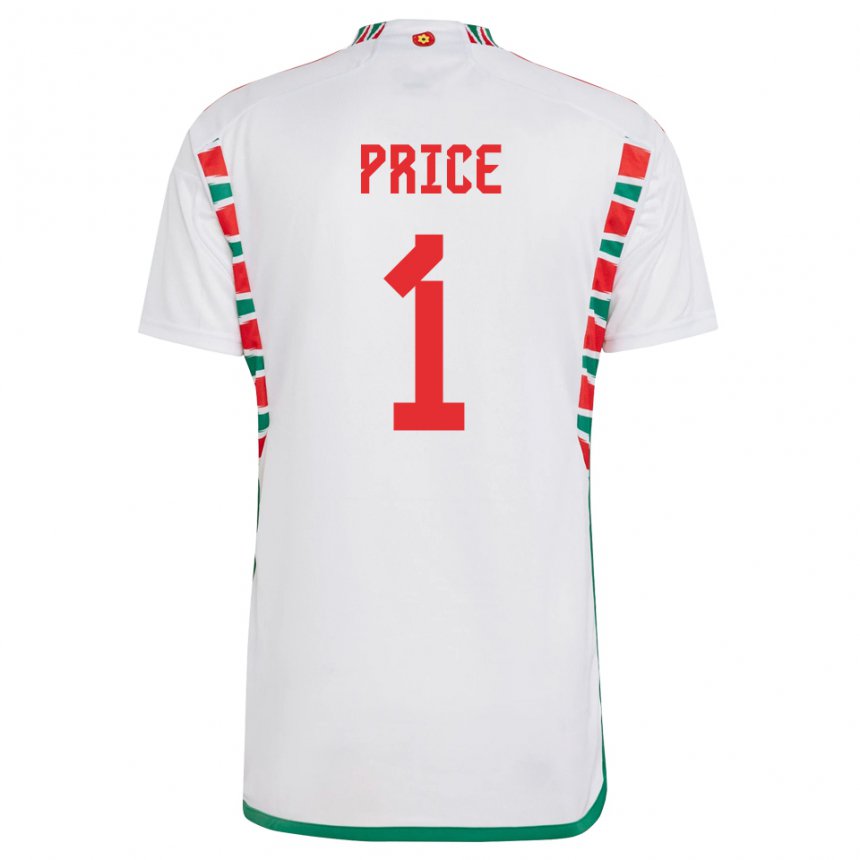 Barn Wales Jo Price #1 Hvit Bortetrøye Drakt Trøye 22-24 Skjorter T-skjorte