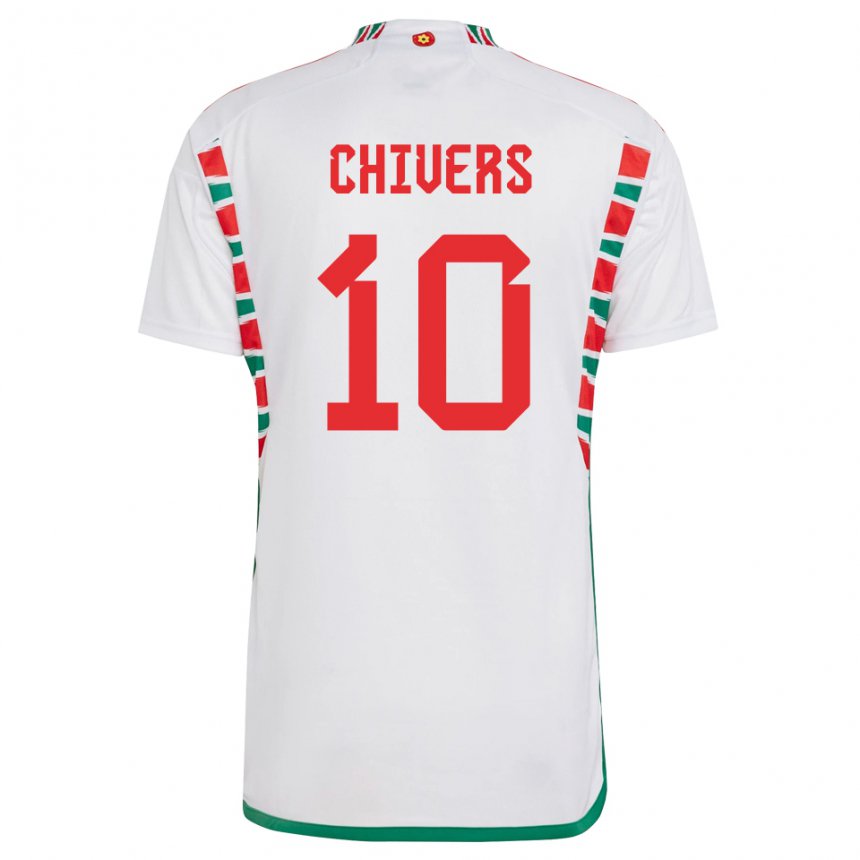 Barn Wales Chloe Chivers #10 Hvit Bortetrøye Drakt Trøye 22-24 Skjorter T-skjorte
