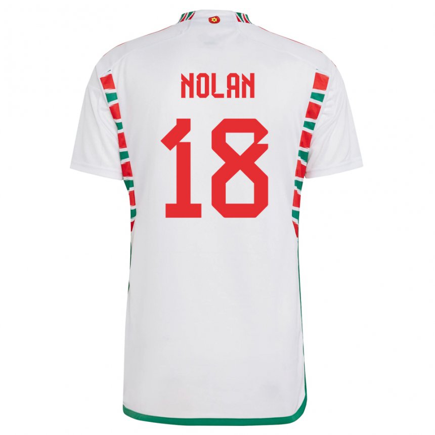 Barn Wales Kylie Nolan #18 Hvit Bortetrøye Drakt Trøye 22-24 Skjorter T-skjorte