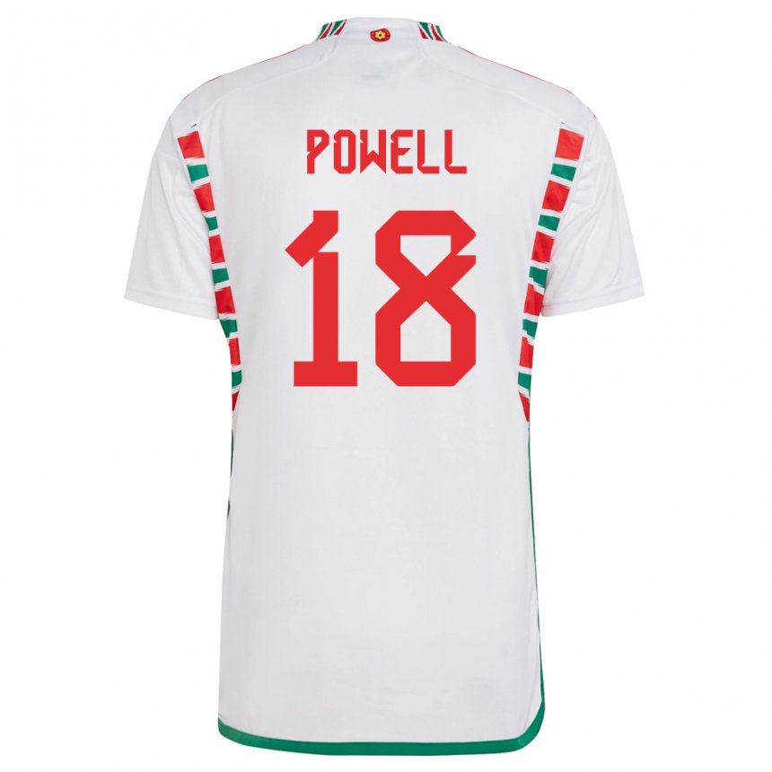 Barn Wales Ella Powell #18 Hvit Bortetrøye Drakt Trøye 22-24 Skjorter T-skjorte